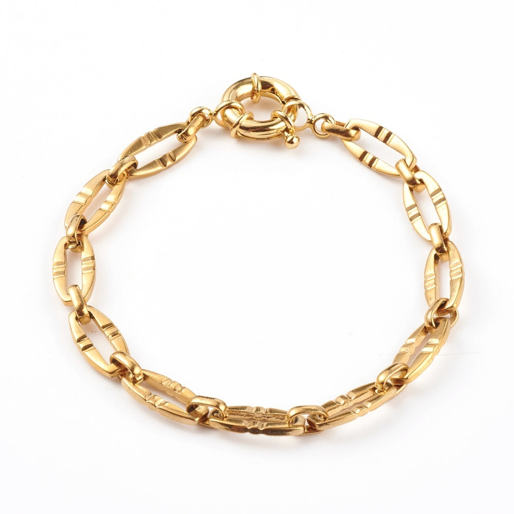 Bracelet acier inoxydable or maillon texturé