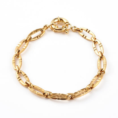 Bracelet acier inoxydable or maillon texturé