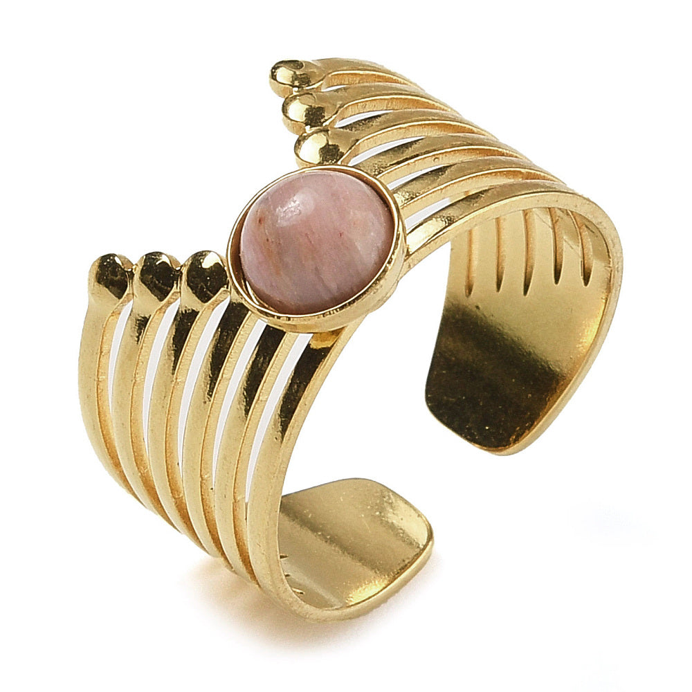 Bague manchette chevron Rhodonite