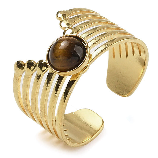 Bague manchette chevron oeil de tigre