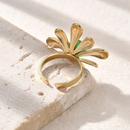 Bague fleur jade malaisien