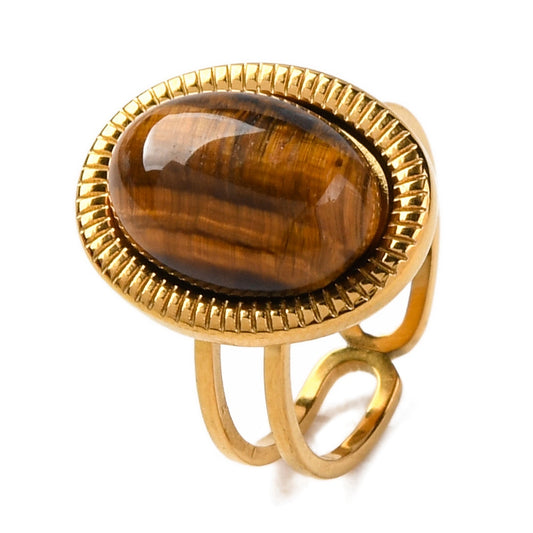 Bague Oeil de tigre ovale