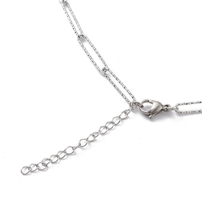 Collier acier inoxydable maille thrombone longue pailleté