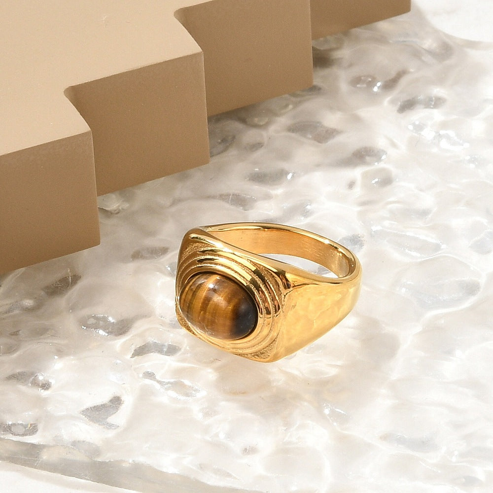 Bague chevalière homme oeil de tigre