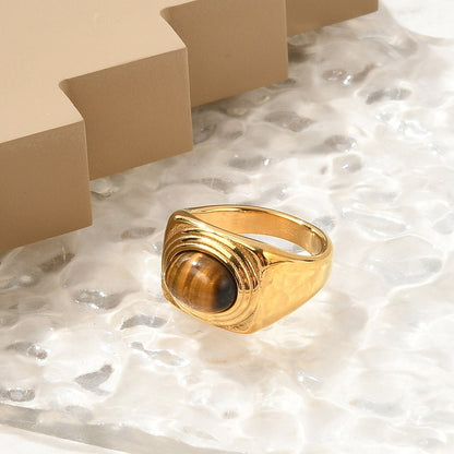 Bague chevalière homme oeil de tigre