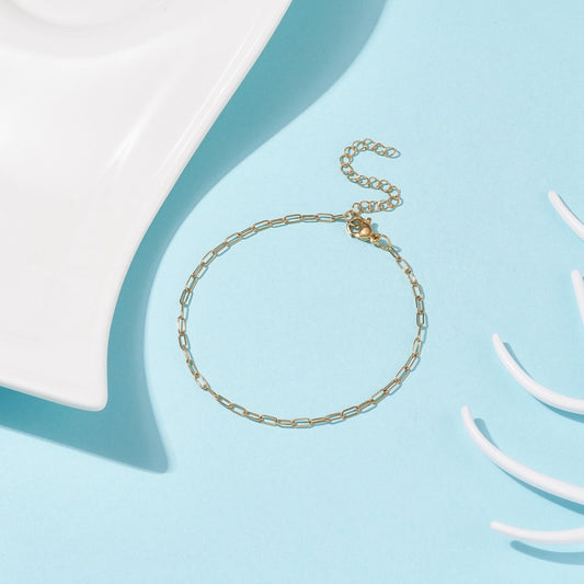 Bracelet acier inoxydable or maille petit trombone