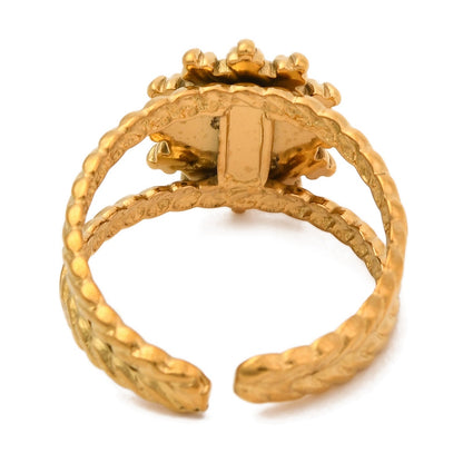 Bague manchette soleil et pierre naturelle