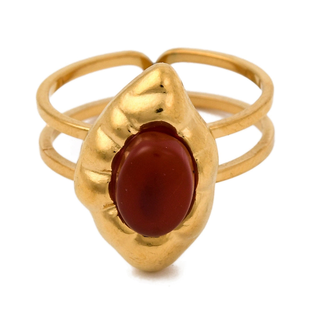 Bague forme oeil de cheval cornaline
