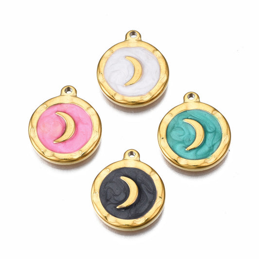 Charm croissant de lune  ovale - coloré