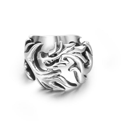 Bague dragon acier inoxydable
