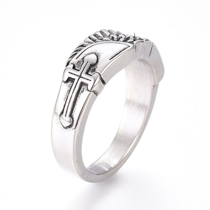 Bague antique croix et aile