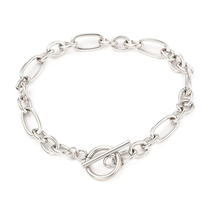 Bracelet acier inoxydable argent duo de maille fermoir en T