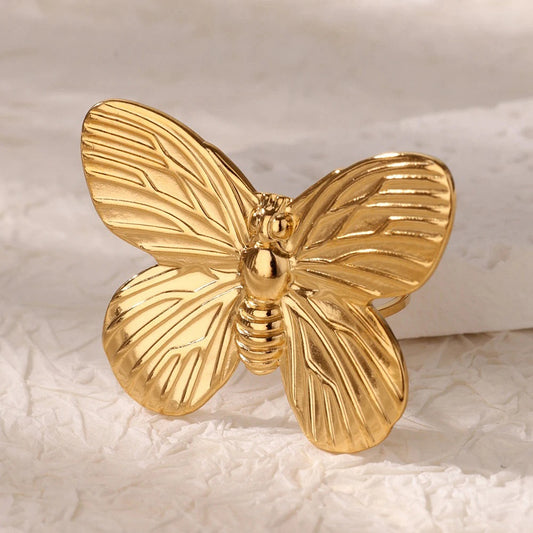 Papillon bague acier inoxydable