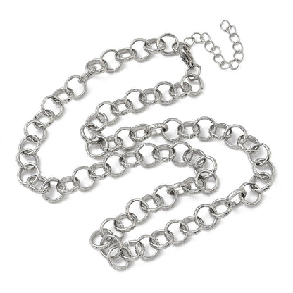 Collier acier inoxydable maille rolo texturé