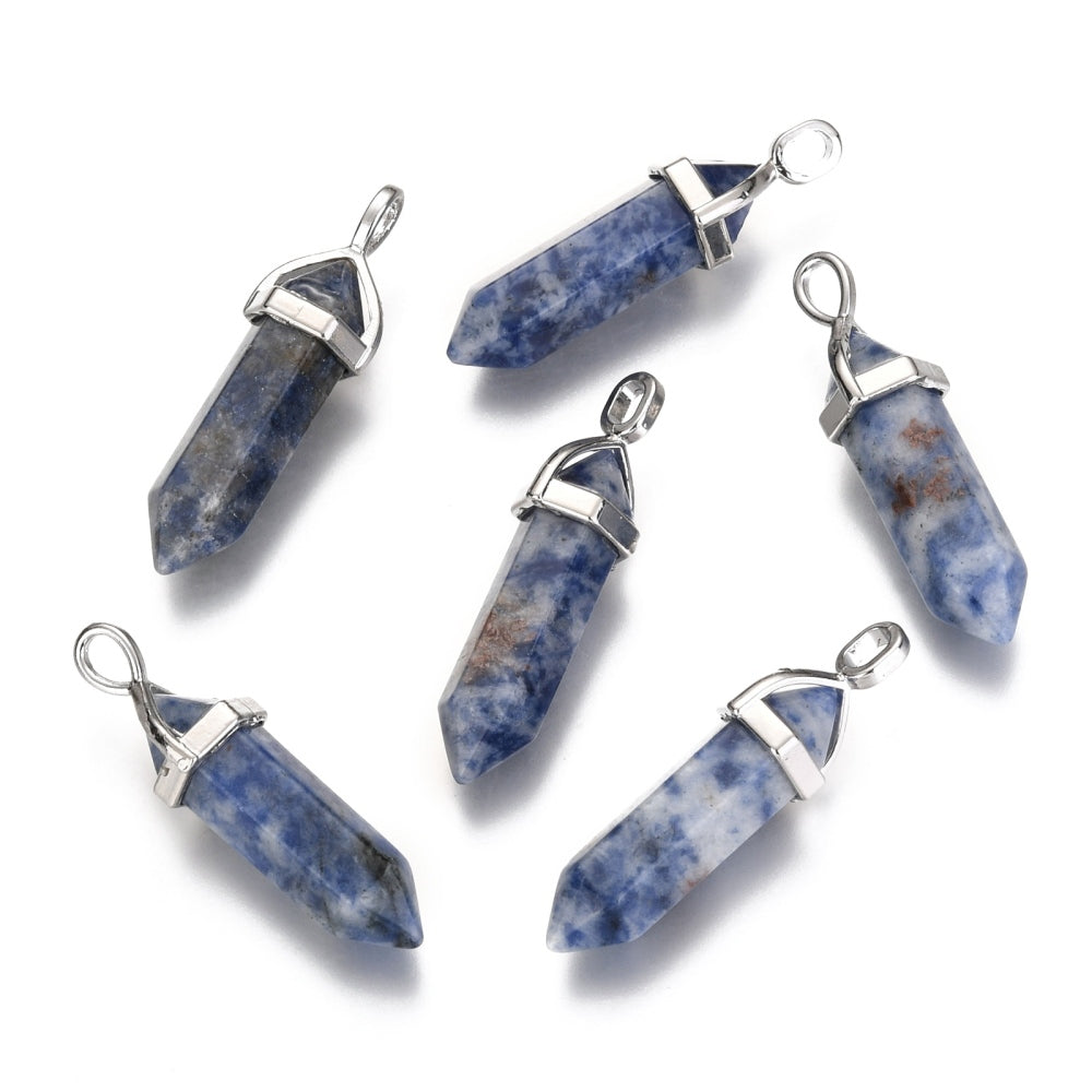 Pendentif pointu à double terminaison en sodalite naturel