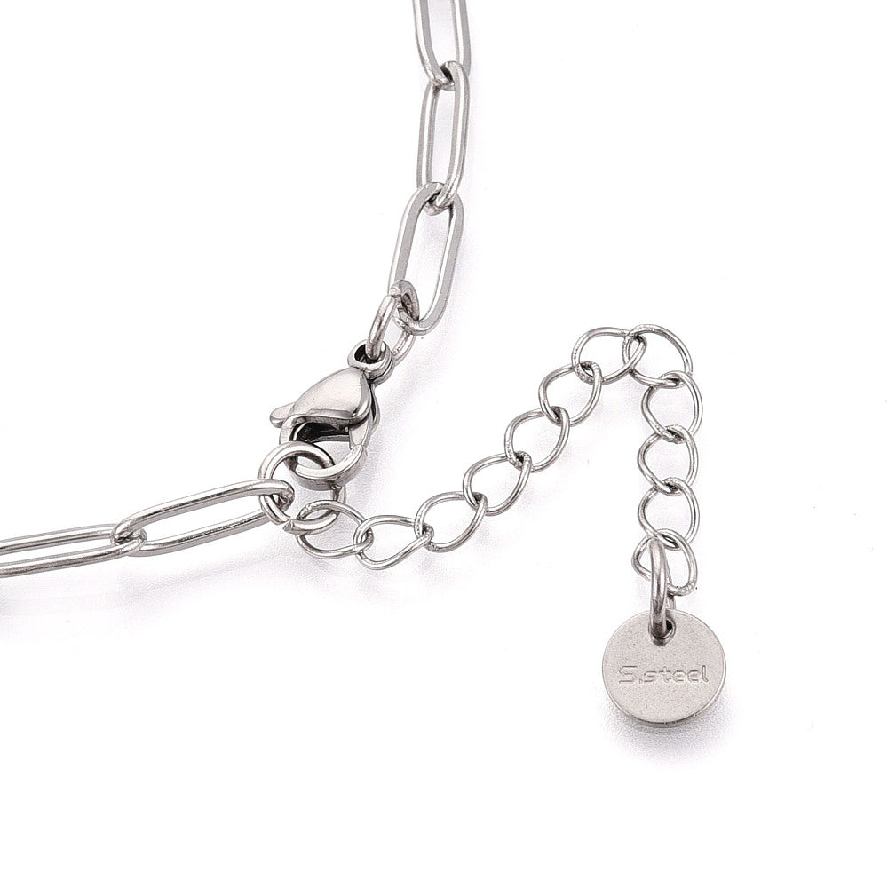 Collier acier inoxydable maille trombone simple 69.5cm