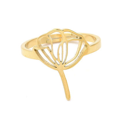 Fleur lotus bague acier inoxydable