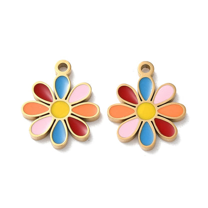 Charm émaillé - Fleur pétale multicolore