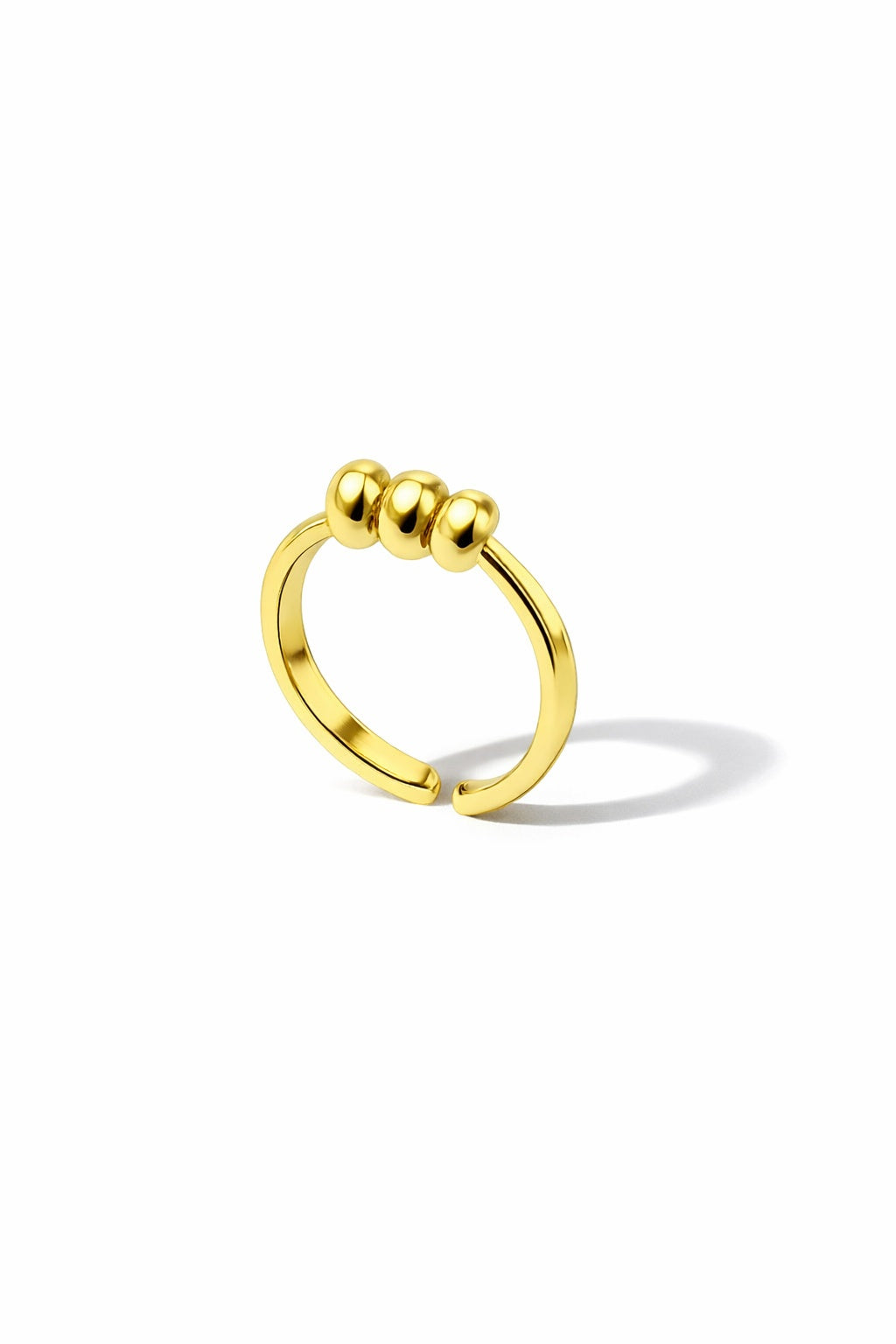 Bague antistress perles rotatives or