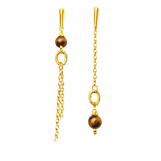 Boucle d'oreille asymétrique - Cap méchant - Œil de tigre
