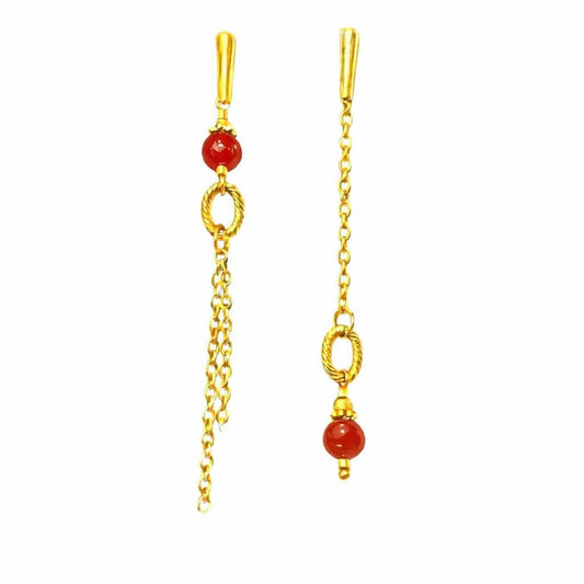 Boucle d'oreille asymétrique - Anse des cascades - Cornaline