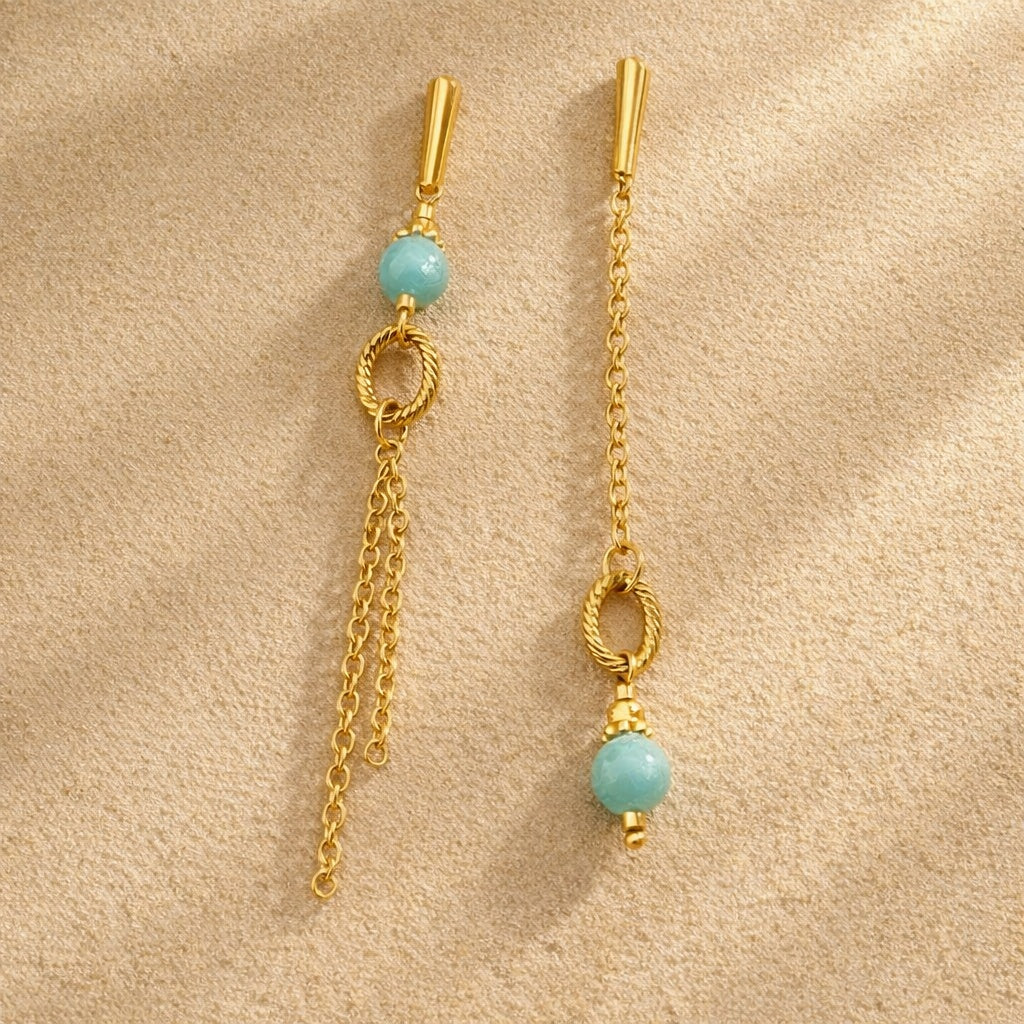 Boucle d'oreille asymétrique - Ermitage - Amazonite