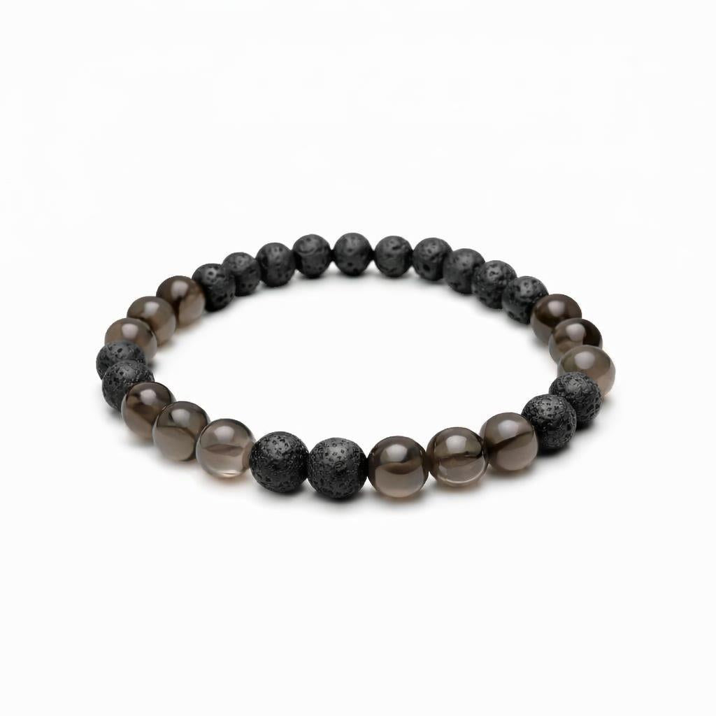 Bracelet trio- Piton Maido - Quartz fumé | Lave