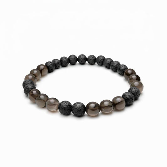 Bracelet trio- Piton Maido - Quartz fumé | Lave