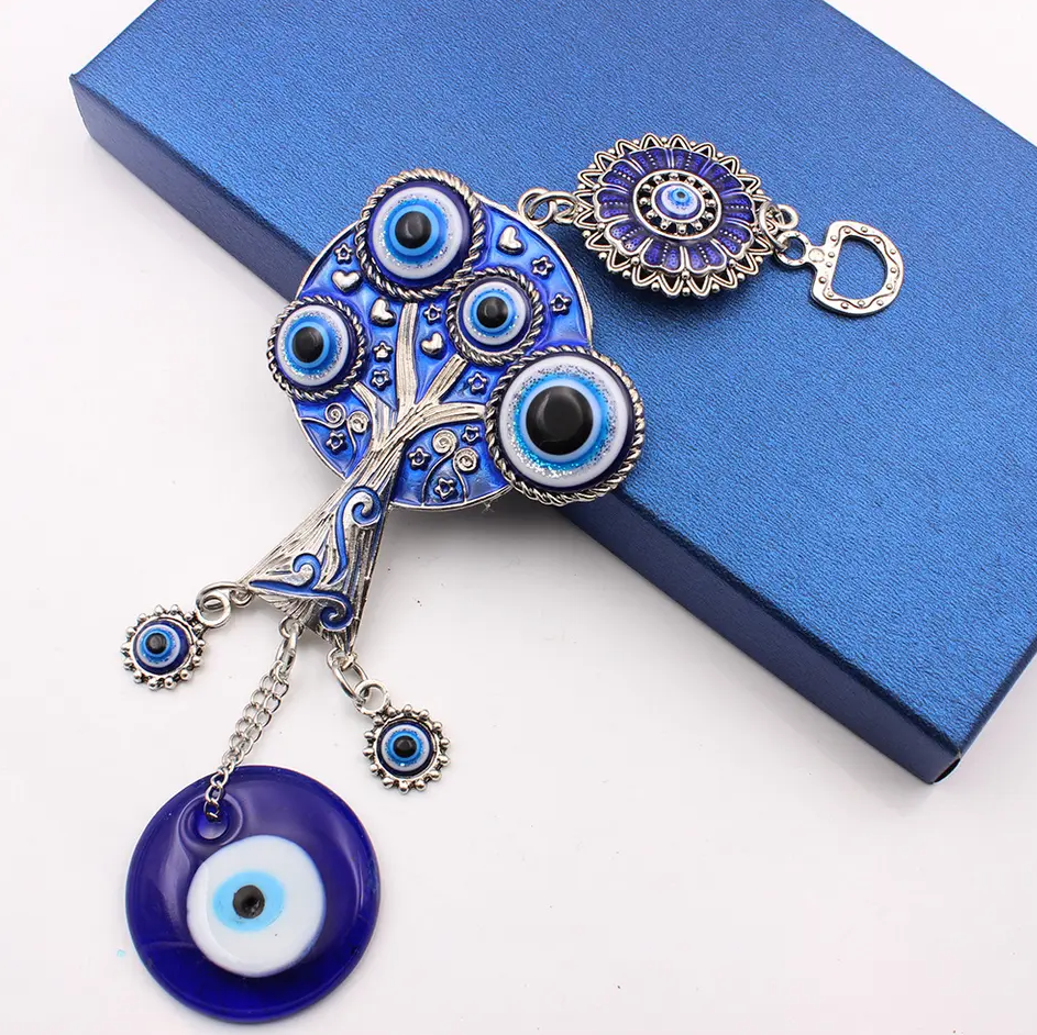 Collier Pendentif Oeil Bleu - Protection du Mauvais Oeil - L'Arbre