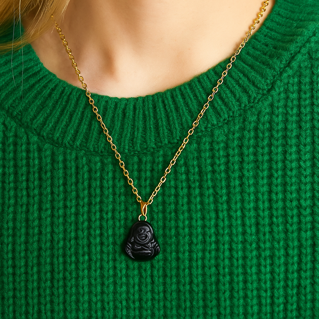 Collier Onyx bouddha – Force intérieure, protection et maîtrise de soi