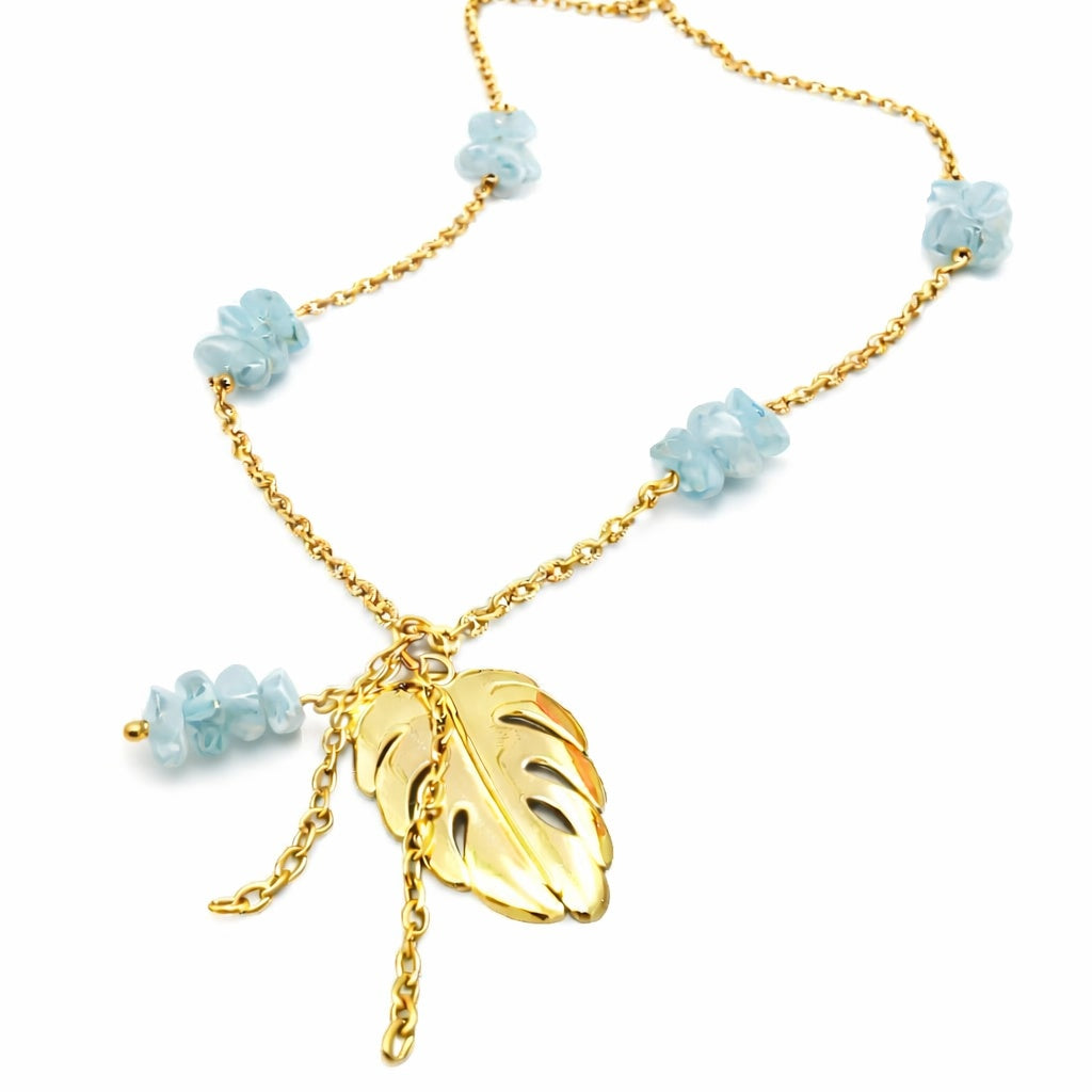 Collier copeaux - Cascade Langevin - Aigue-Marine | Monstera