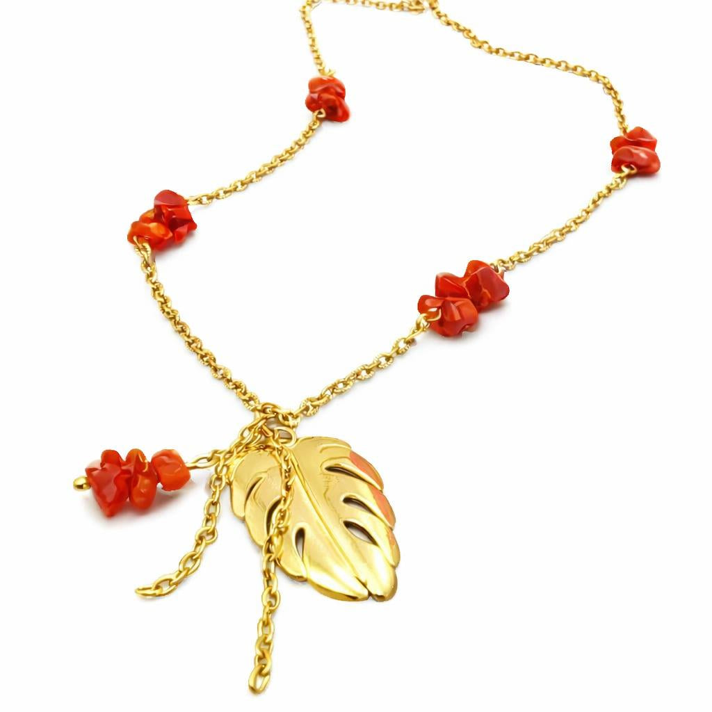Collier copeaux - Anse des cascades - Cornaline | Monstera