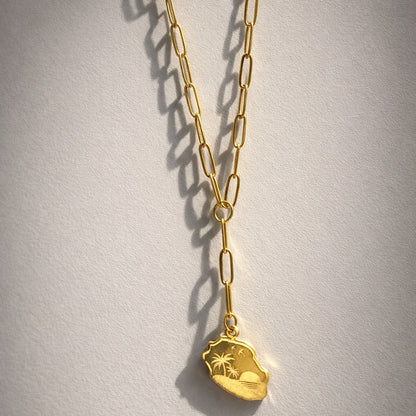 Collier maille trombone carte de l'île de la réunion gravé – Trésor Péï – vue 2