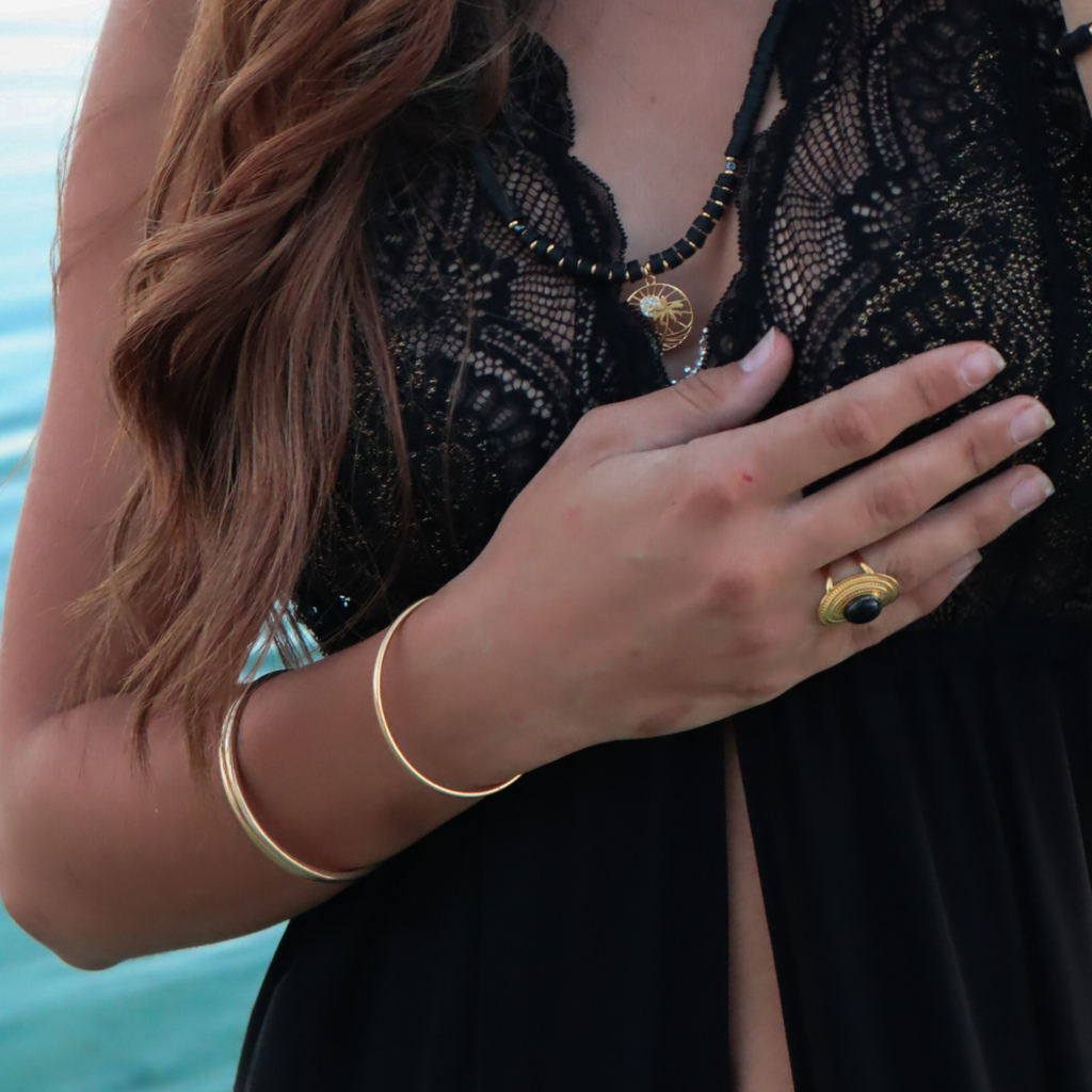 Bague plateau ovale onyx