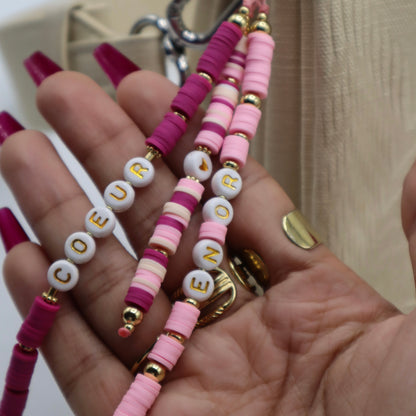 Bijou de trousse - porte clé - fête des maîtresses - rose et fuschia
