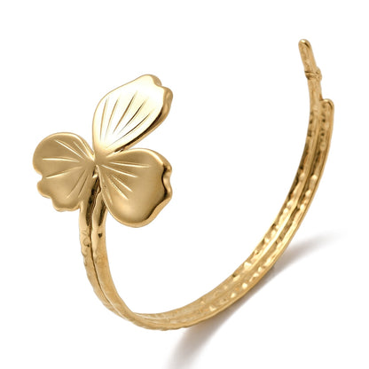 Bracelets fleur manchettes  en acier inoxydable