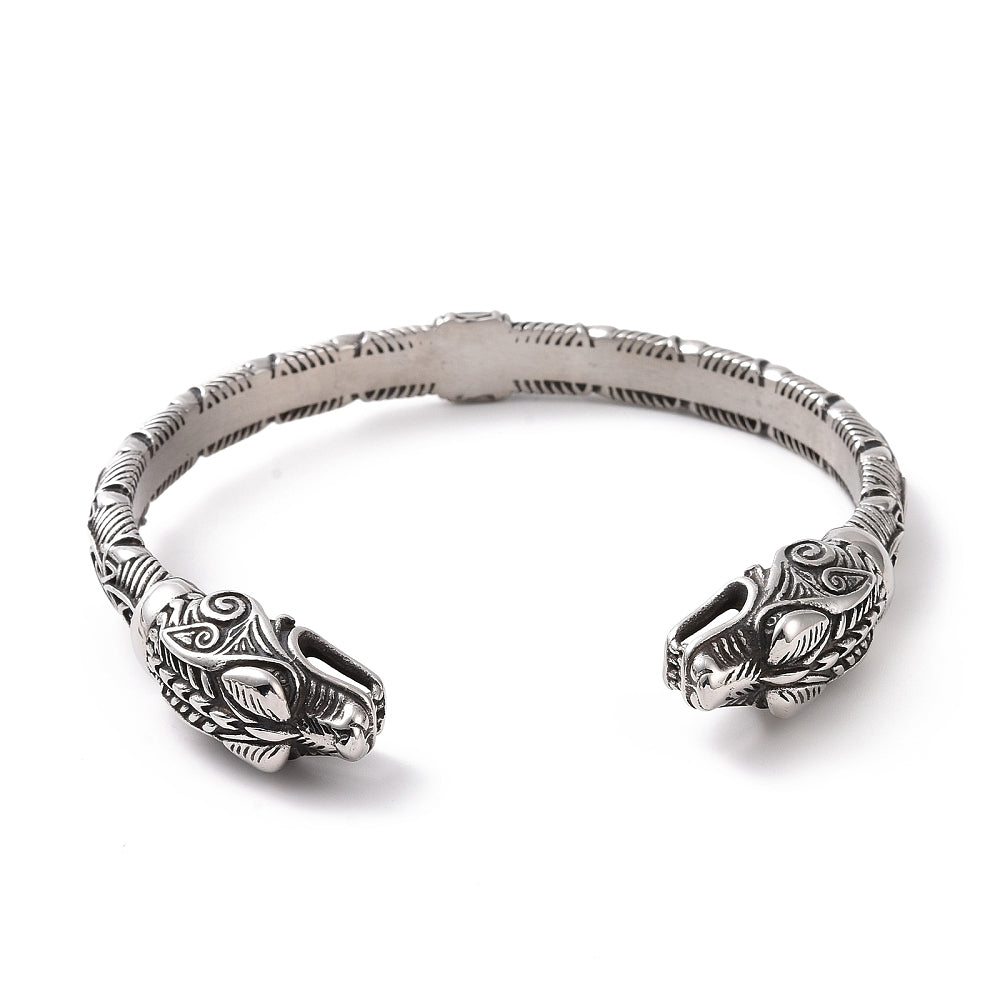 Bracelet manchette ouvert  serpent ouroboros