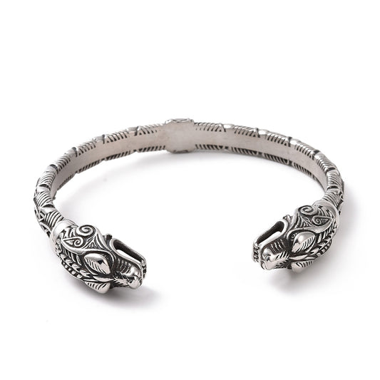 Bracelet manchette ouvert  serpent ouroboros