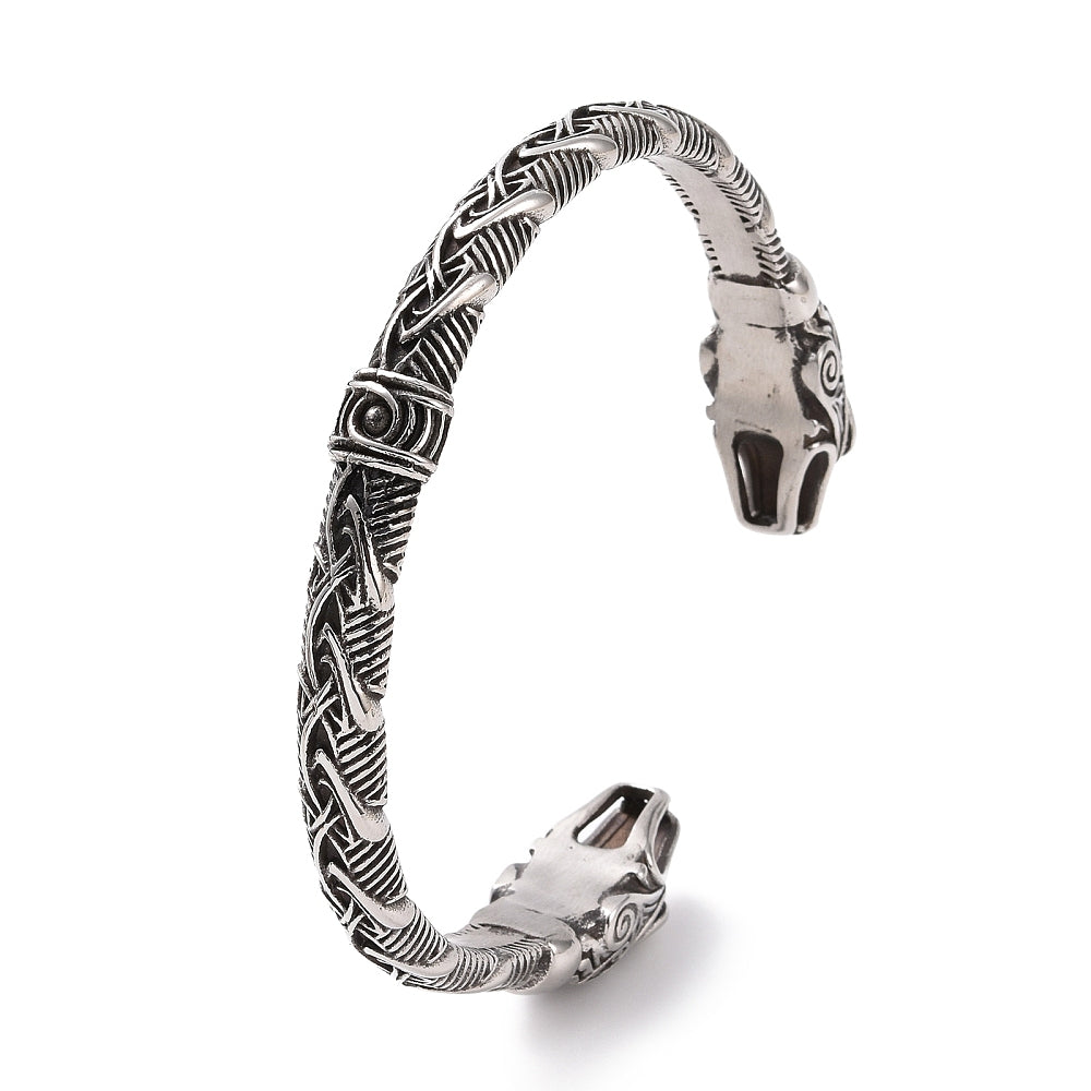 Bracelet manchette ouvert  serpent ouroboros