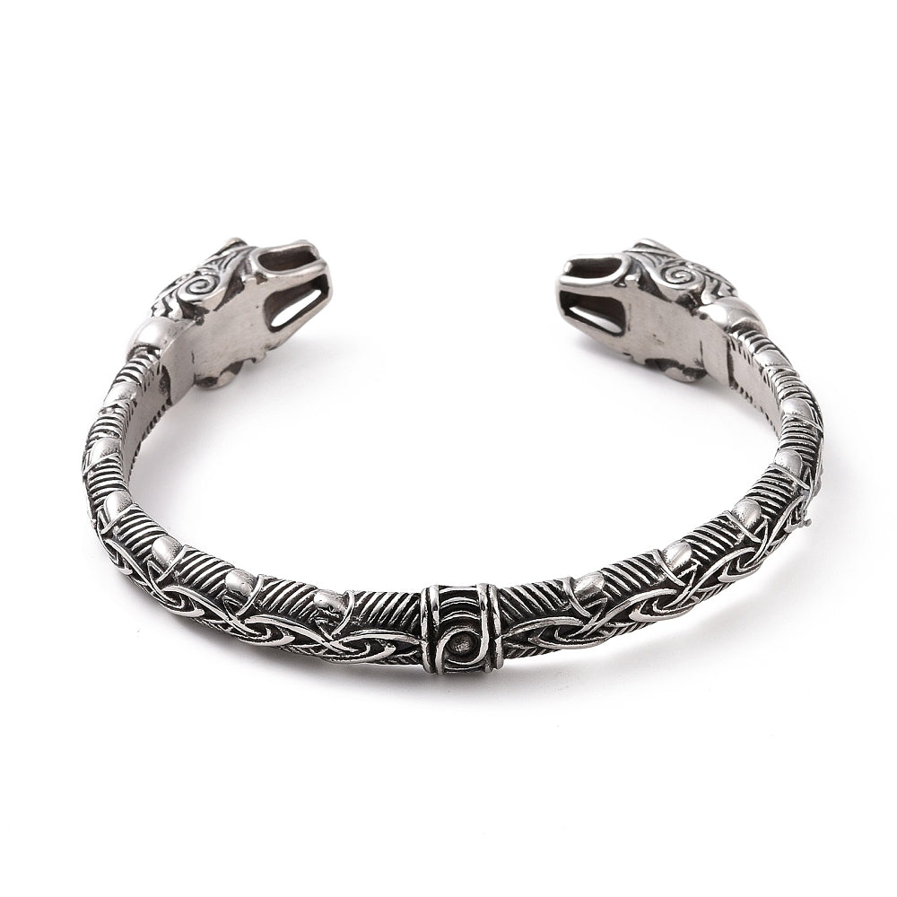 Bracelet manchette ouvert  serpent ouroboros