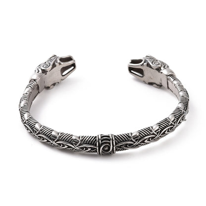 Bracelet manchette ouvert  serpent ouroboros