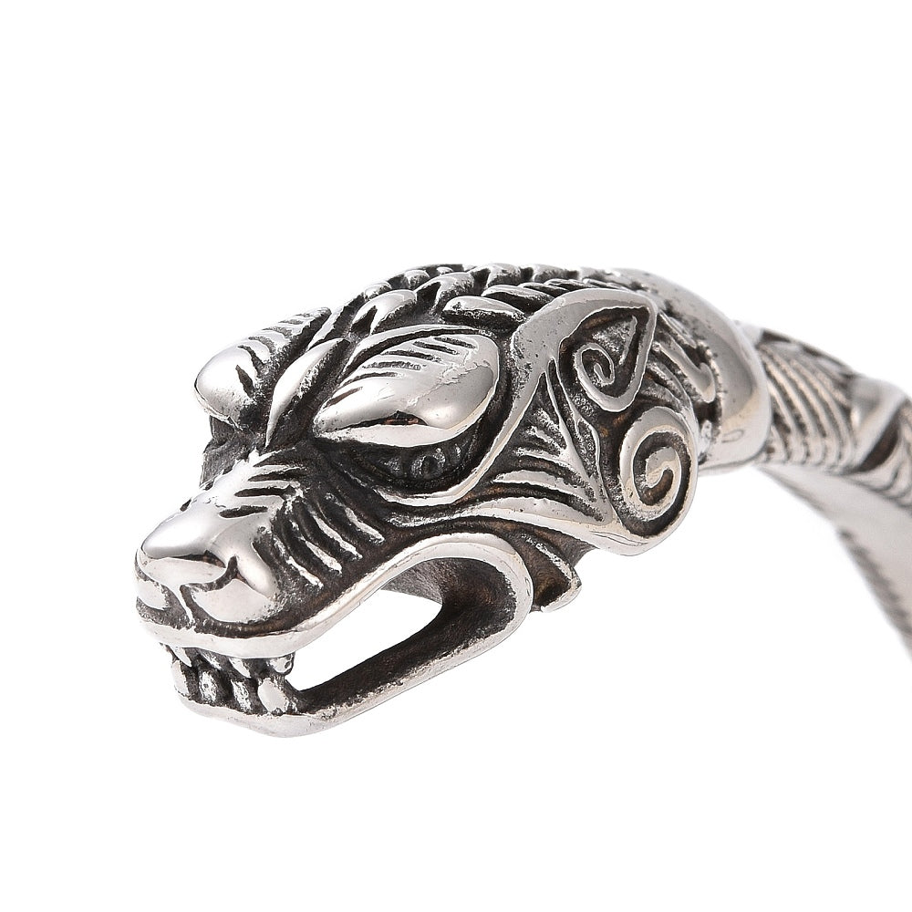 Bracelet manchette ouvert  serpent ouroboros