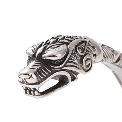 Bracelet manchette ouvert  serpent ouroboros