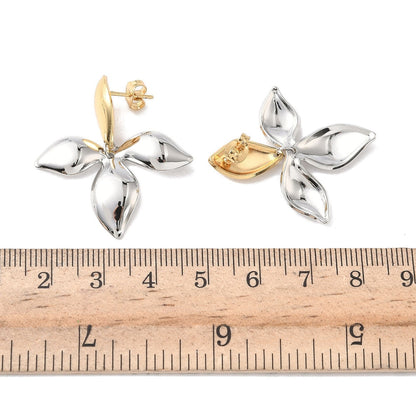 Clou d'oreille fleur argent et or