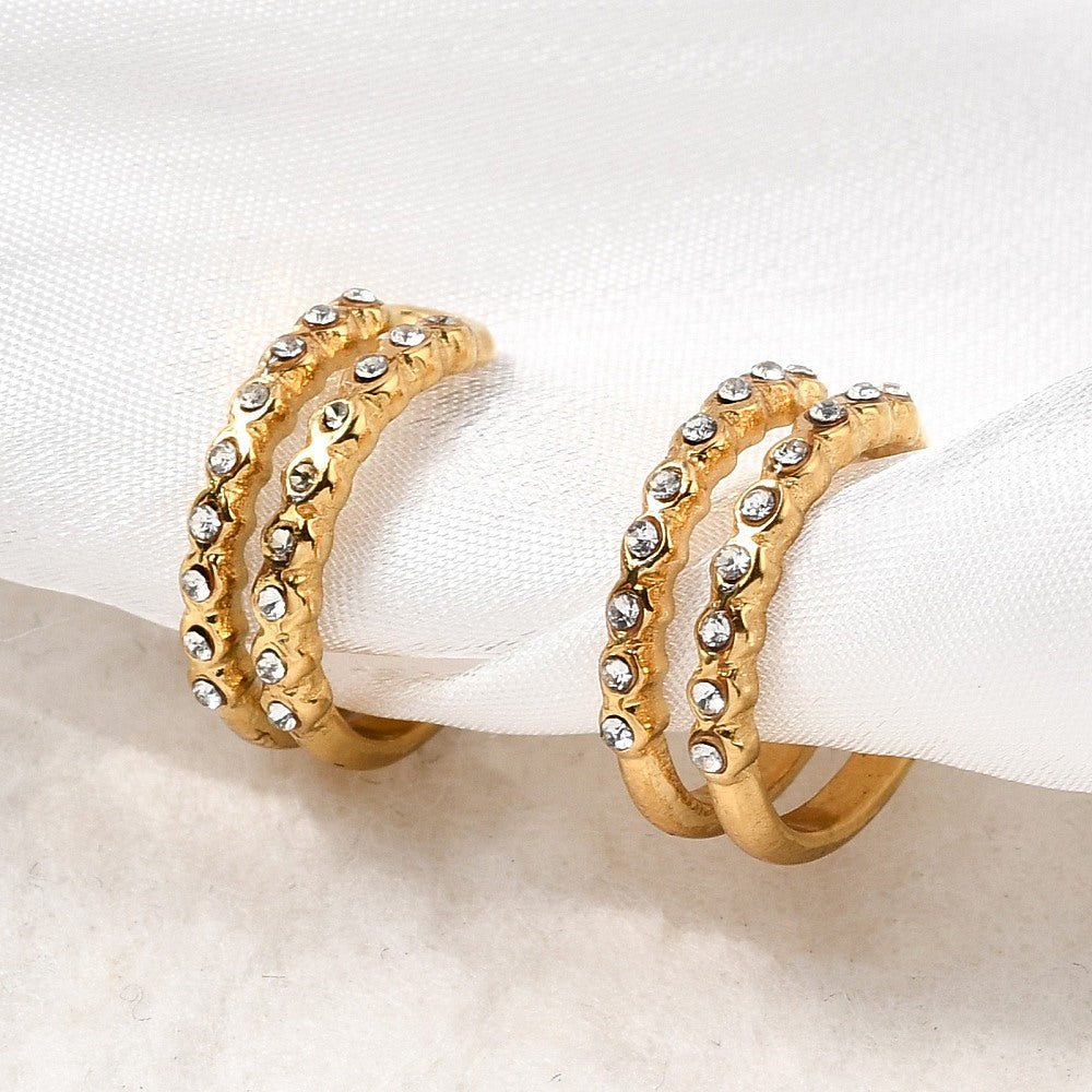 Bague d'oreille - ear cuff strass 2 rangs