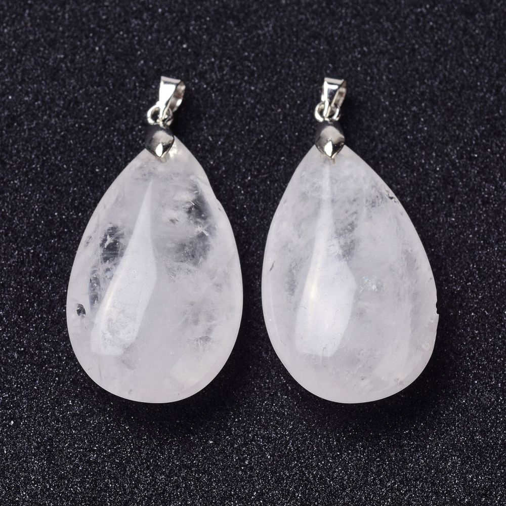 Pendentif cristal de roche forme larme