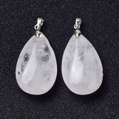 Pendentif cristal de roche forme larme