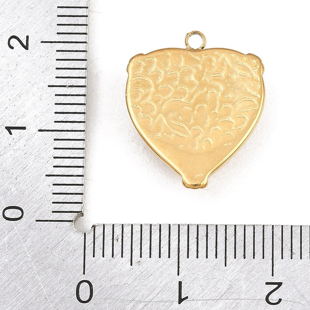 Pendentif cœur amazonite serti doré - Acier inoxydable