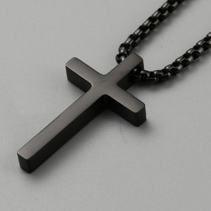 Collier Croix Acier noir
