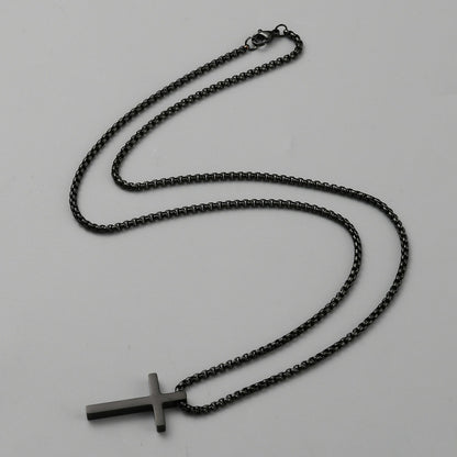 Collier Croix Acier noir